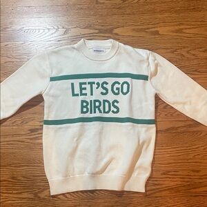 Let's Go Birds Cream and Green Sweater